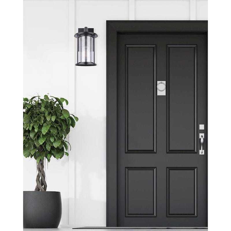 Canarm Julee 8in 1-Light Outdoor Downlight | Industrial Matte Black and Chrome | Entryway & Patio Wall | 8 x 10 x 15 in | Model IOL523BKC