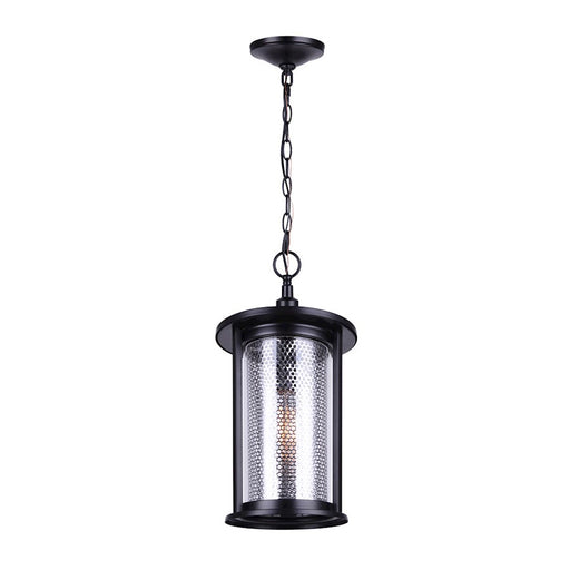 Canarm Julee 9.5in 1-Light Outdoor Pendant | Industrial Matte Black and Chrome Mesh Glass | Covered Patio & Entryway | Model IOL525BKC