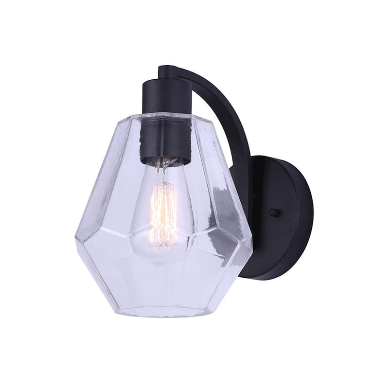 Canarm Dane 6.75in 1-Light Outdoor Down Light | Modern Black and Geometric Glass | Entryway & Patio | 9.25 x 6.75 x 9.75 in | Model IOL527BK