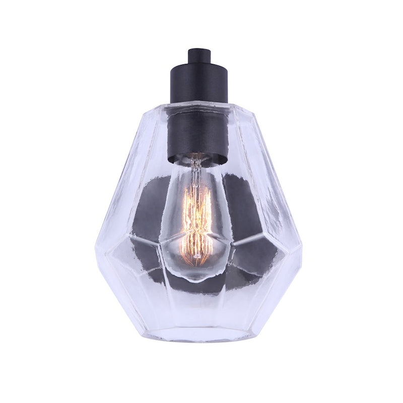 Canarm Dane 6.75in 1-Light Outdoor Down Light | Modern Black and Geometric Glass | Entryway & Patio | 9.25 x 6.75 x 9.75 in | Model IOL527BK