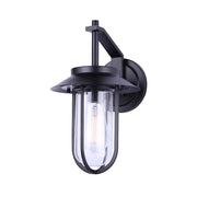 Canarm Navy 9in 1-Light Outdoor Down Light | Coastal Black and Clear Glass | Porch & Patio | 9.5 x 7.88 x 13.5 in | Model IOL531BK