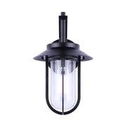Canarm Navy 9in 1-Light Outdoor Down Light | Coastal Black and Clear Glass | Porch & Patio | 9.5 x 7.88 x 13.5 in | Model IOL531BK