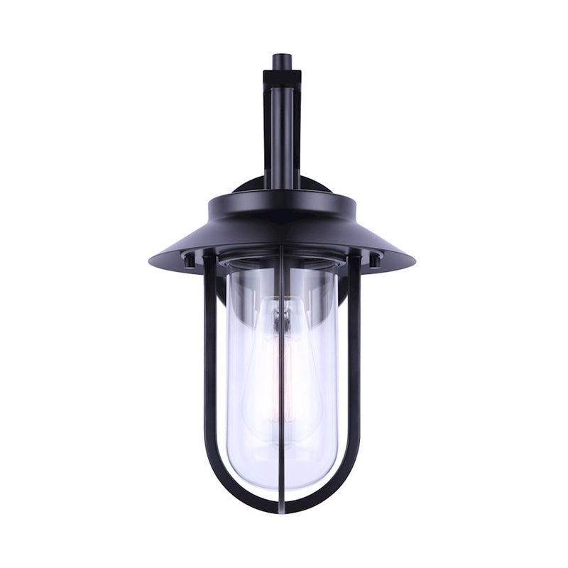 Canarm Navy 9in 1-Light Outdoor Down Light | Coastal Black and Clear Glass | Porch & Patio | 9.5 x 7.88 x 13.5 in | Model IOL531BK