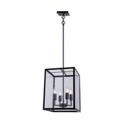 Canarm Newport 12in 4-Light Outdoor Pendant | Modern Matte Black and Seeded Glass | Patio & Entryway | 11.5 x 11.5 x 26.5 in | Model IOL533BK