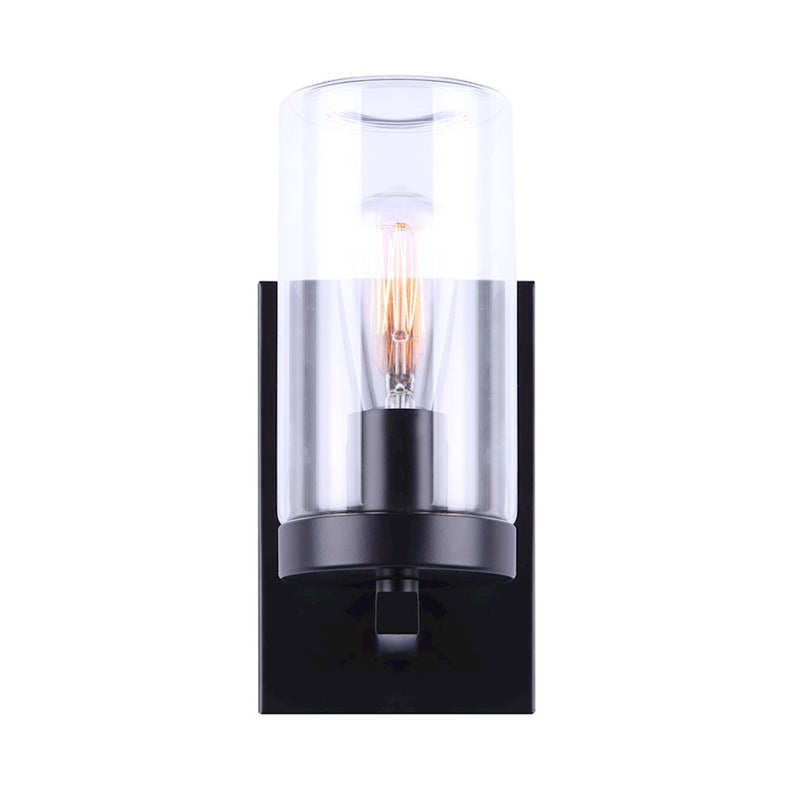 Canarm Jory 6in 1-Light Outdoor Down Light | Modern Farmhouse Matte Black and Clear Glass | Porch & Garage | 5.5 x 4.25 x 9 in | Model IOL537BK