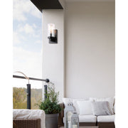 Canarm Jory 6in 1-Light Outdoor Down Light | Modern Farmhouse Matte Black and Clear Glass | Porch & Garage | 5.5 x 4.25 x 9 in | Model IOL537BK
