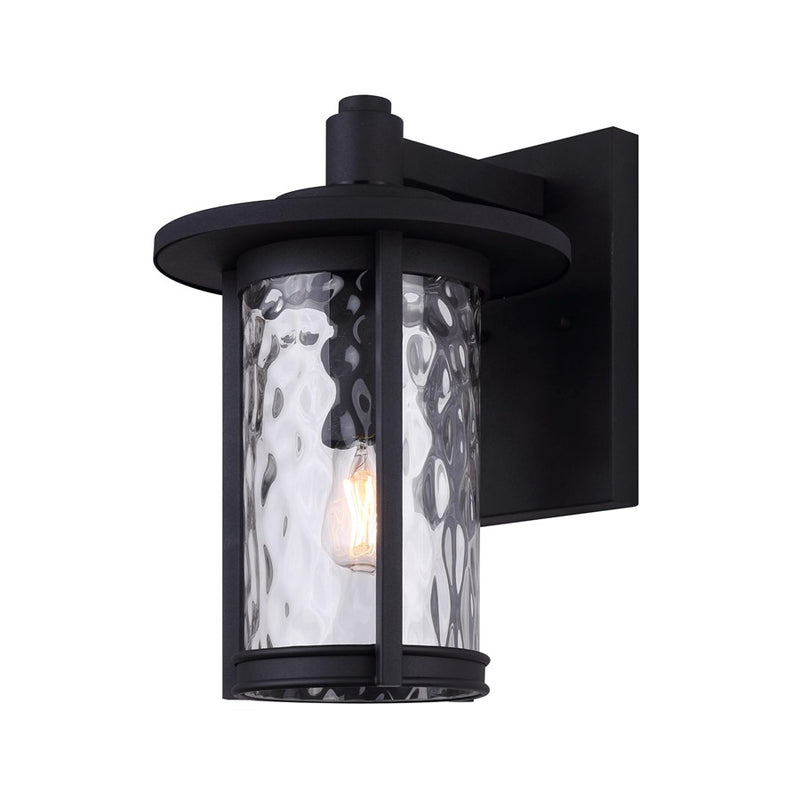 Canarm Leon 11in 1-Light Outdoor Lantern | Traditional Black and Watermark Glass | Porch & Walkway | 9.5 x 11.38 x 14.5 in | Model IOL567BK