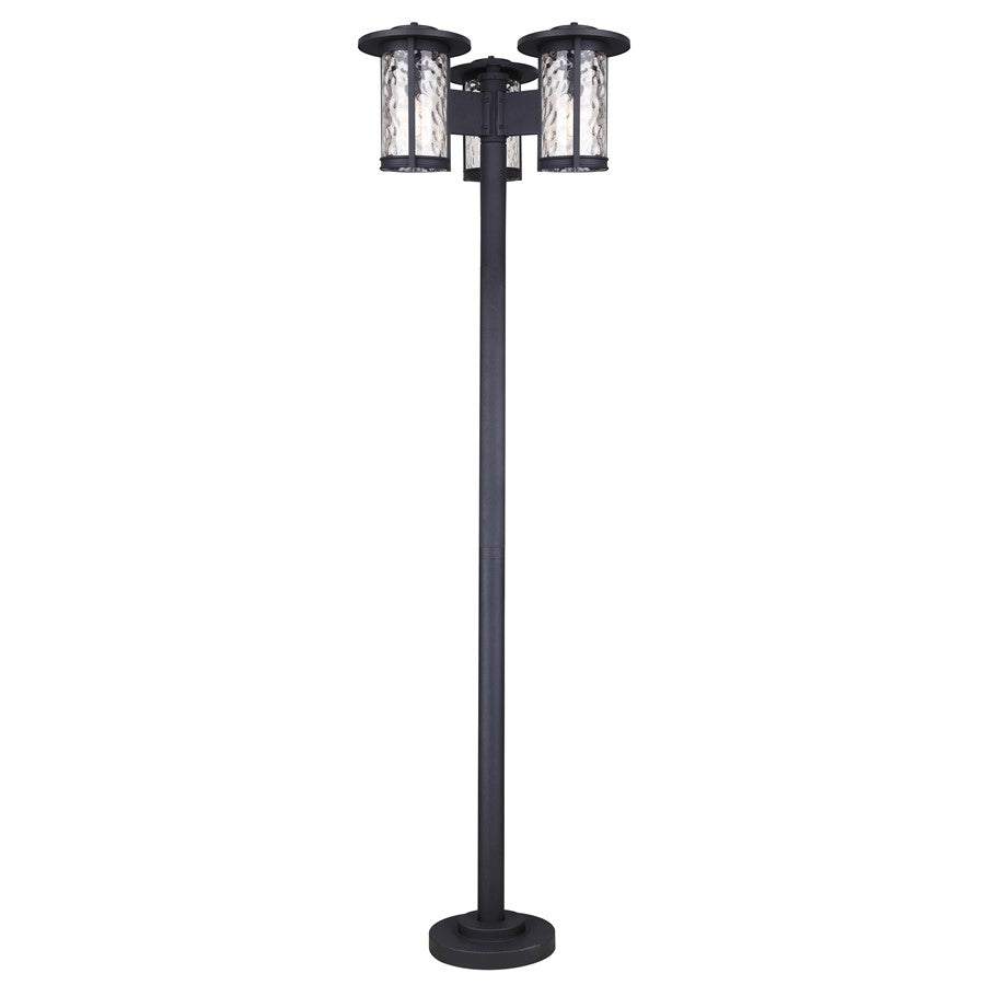 Canarm Leon 3 Light 25.13" Outdoor Post Lantern, Black