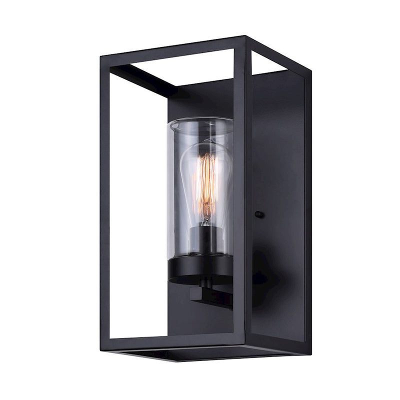 Canarm Kace 1-Light Outdoor Up Light | Matte Black Metal & Clear Glass | Entryway & Patio Wall Light | 7.5 x 6.75 x 14 in | Model IOL576BK