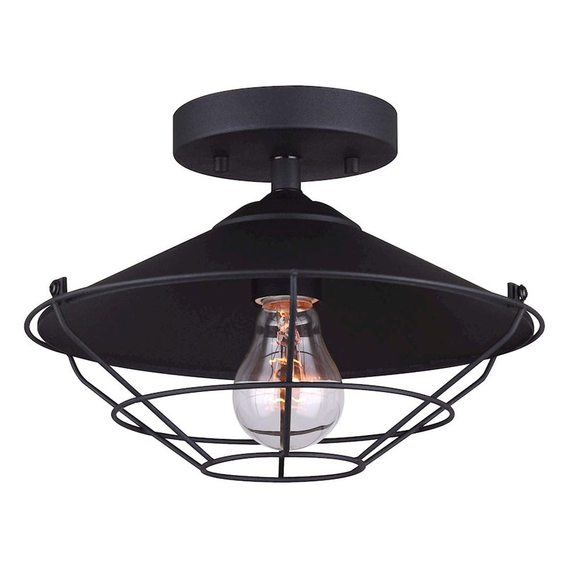 Canarm Briggs 11in 1-Light Outdoor Flush Mount | Black Metal | Entryway & Patio | 10.62 x 10.62 x 7.5 in | Model IOL583BK