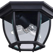 Canarm Foyer 11in 2-Light Outdoor Wall Sconce | Black Steel and Clear Glass | Entryway & Patio | 11 x 11 x 7 in | Model IOL60BK