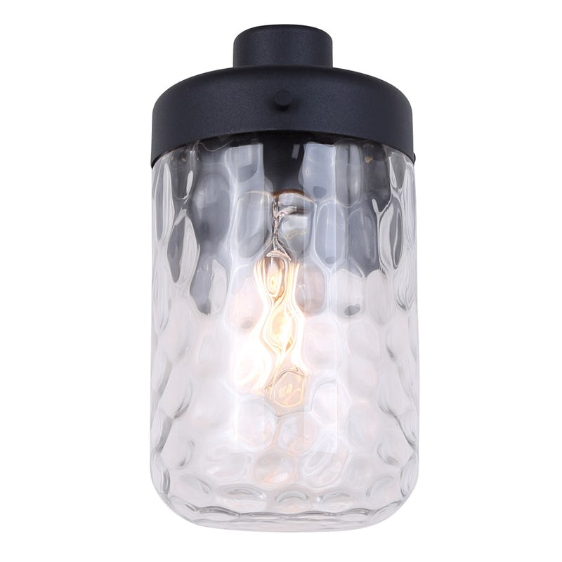 Canarm Juno 10in 1-Light Outdoor Lantern | Black Metal and Clear Textured Glass | Entryway & Patio | 5 x 7 x 10 in | Model IOL637BK