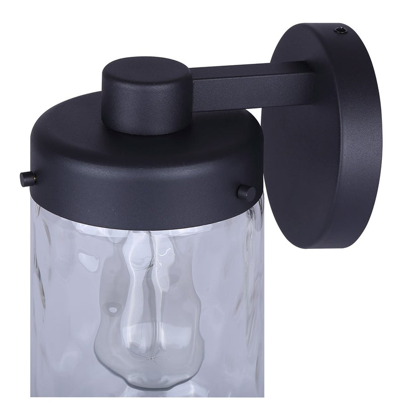 Canarm Juno 10in 1-Light Outdoor Lantern | Black Metal and Clear Textured Glass | Entryway & Patio | 5 x 7 x 10 in | Model IOL637BK