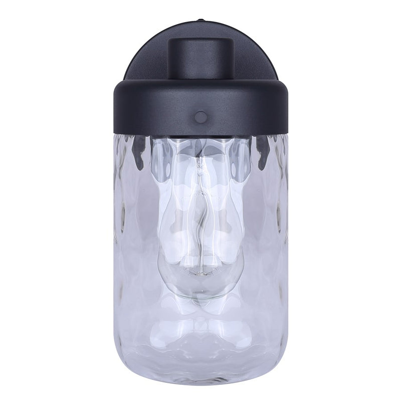Canarm Juno 10in 1-Light Outdoor Lantern | Black Metal and Clear Textured Glass | Entryway & Patio | 5 x 7 x 10 in | Model IOL637BK