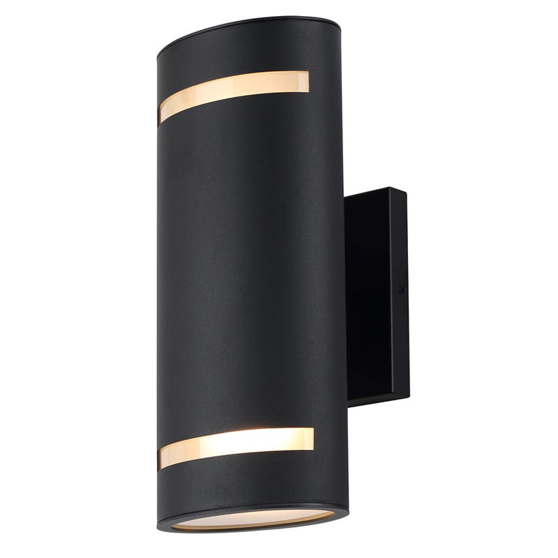 Canarm Ravyn 13in 2-Light Outdoor Lantern | Modern Black and Frosted Glass | Entryway & Patio Wall Light | 6 x 6 x 13 in | Model IOL640BK