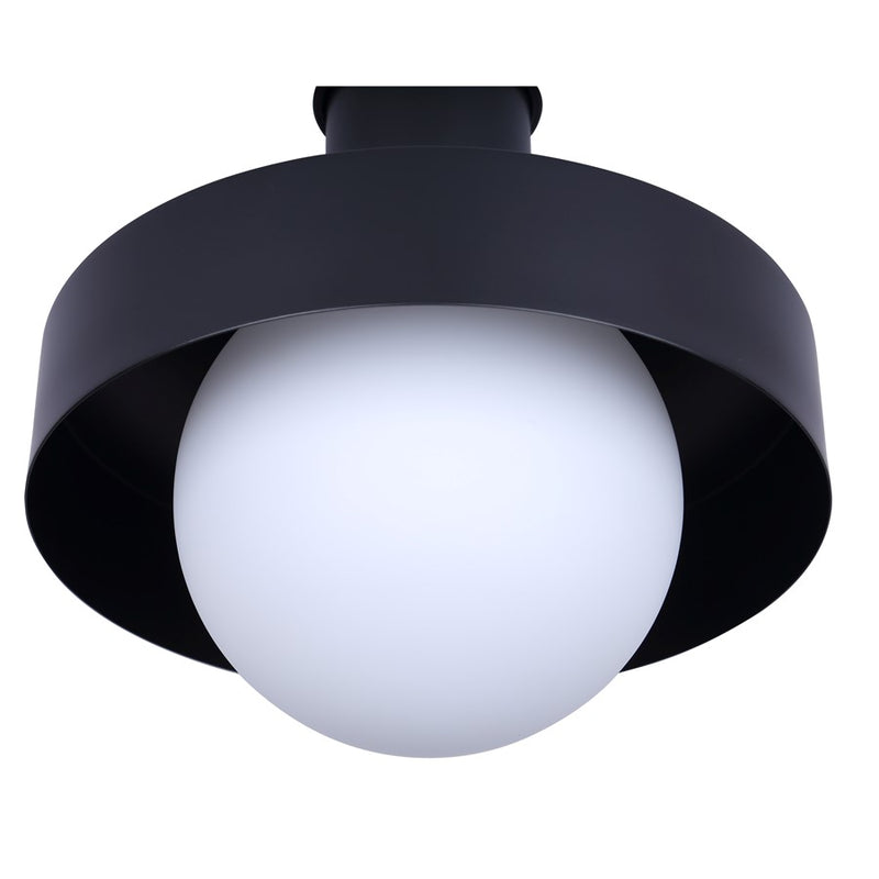 Canarm Baylor 11in 1-Light Outdoor Lantern | Matte Black and Opal Glass | Entryway & Garden | 11 x 12.88 x 11.25 in | Model IOL642BK