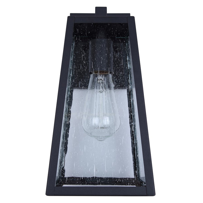 Canarm Coralea 6in 1-Light Outdoor Lantern | Sand Black and Seeded Glass | Porch & Deck | 6 x 7 x 13 in | Model IOL689BK