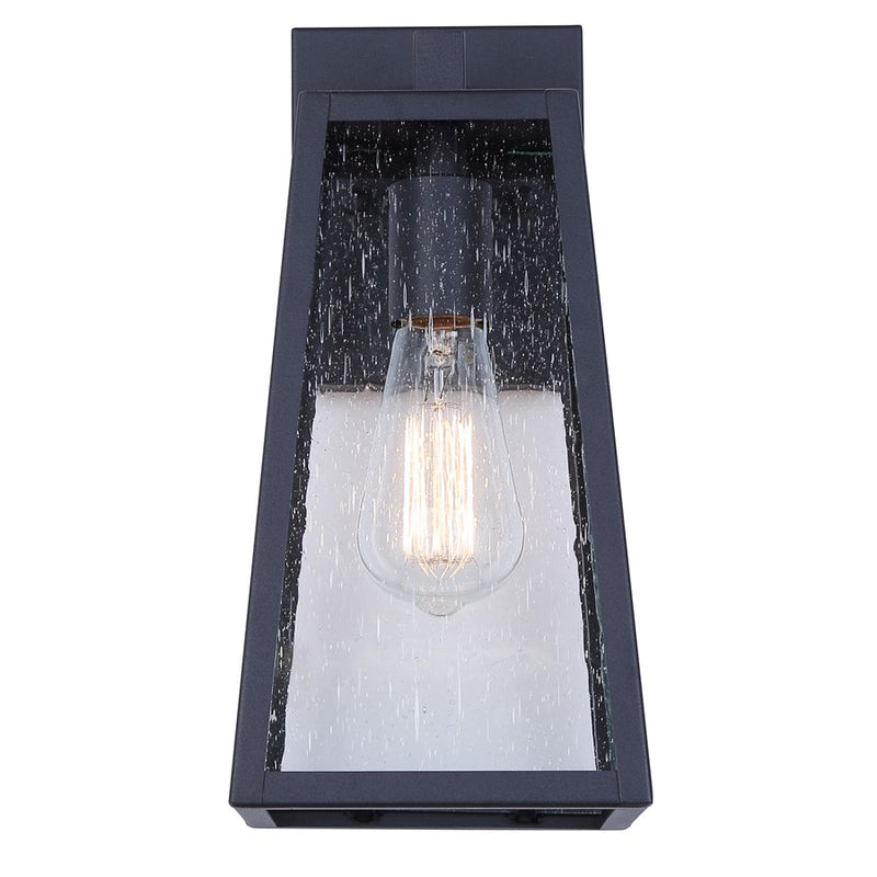 Canarm Coralea 6in 1-Light Outdoor Lantern | Sand Black and Seeded Glass | Porch & Deck | 6 x 7 x 13 in | Model IOL689BK