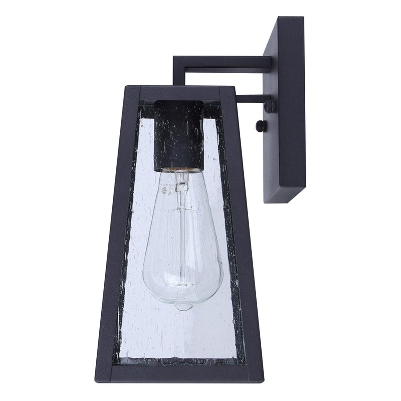 Canarm Coralea 10.75in 1-Light Outdoor Lantern | Rustic Sand Black and Seeded Glass | Porch & Deck | 4.875 x 6.25 x 10.75 in | Model IOL690BK