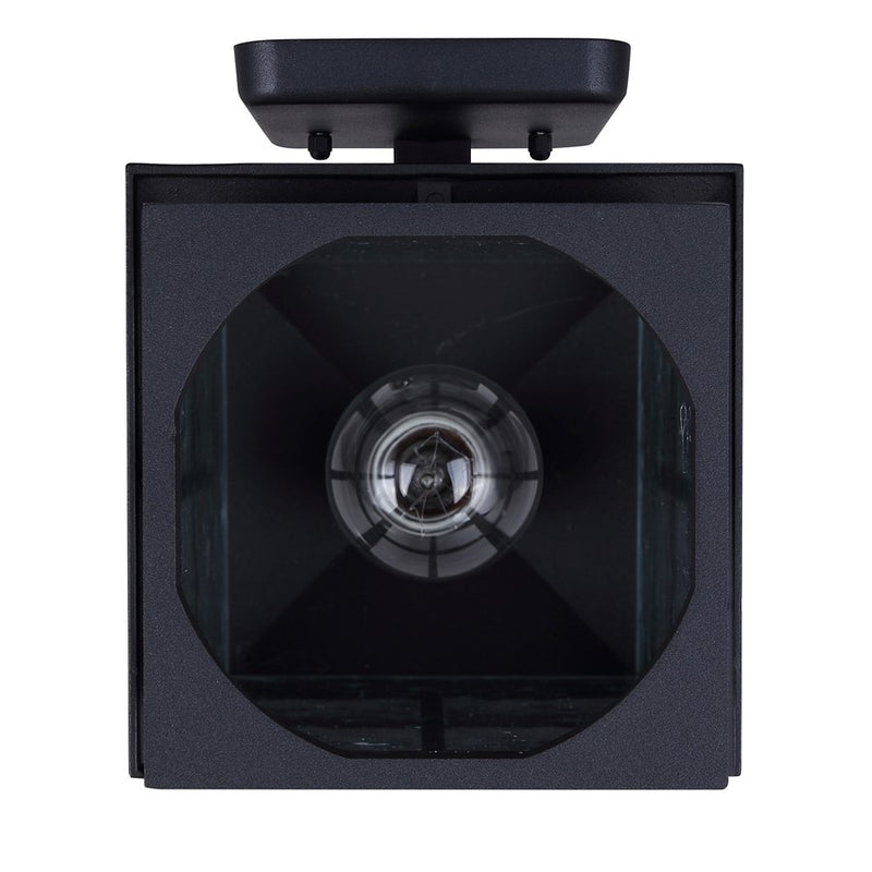Canarm Dom 11.5in 1-Light Outdoor Lantern | Traditional Sand Black Metal & Clear Seeded Glass | Porch & Entryway | Model IOL696BK