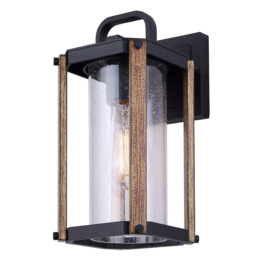 Canarm Aki 1 Light 12" Outdoor Lantern, Black/Wood