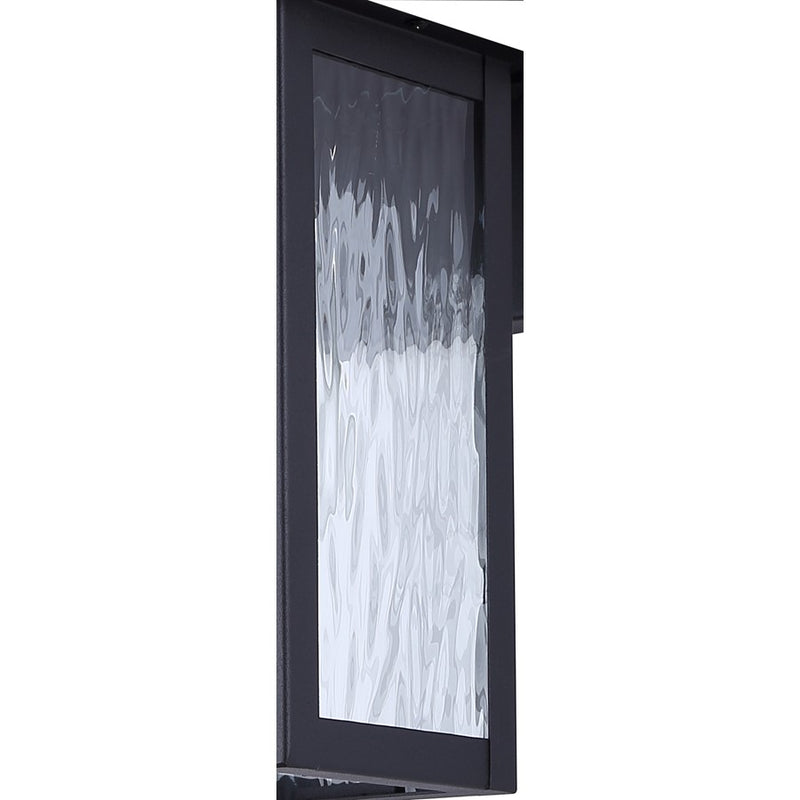 Canarm Shana 12in 1-Light Outdoor Wall Lantern | Modern Matte Black and Watermark Glass | Entryway & Porch | 7.5 x 6 x 12 in | Model IOL703BK