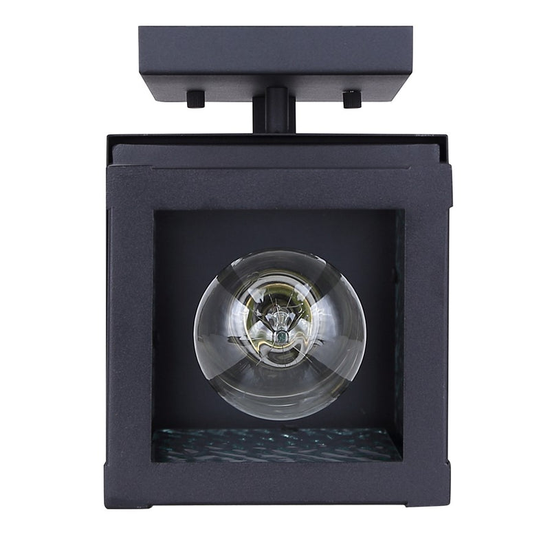 Canarm Shana 16in 1-Light Outdoor Wall Lantern | Modern Matte Black and Watermark Glass | Entryway & Patio | 7.5 x 6 x 16 in | Model IOL704BK