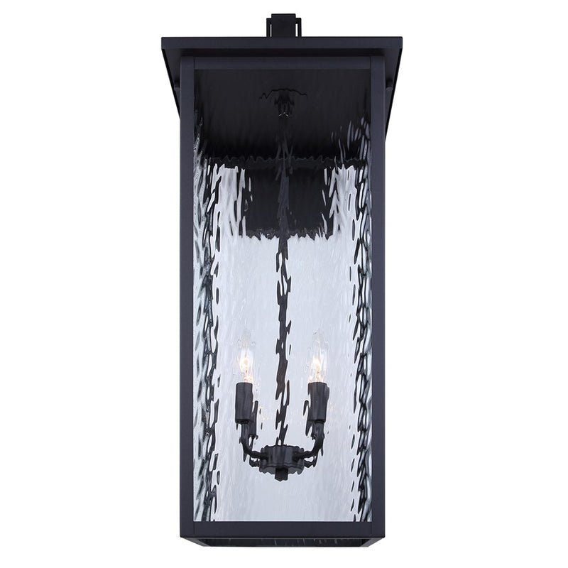 Canarm Shana 30in 4-Light Outdoor Wall Lantern | Modern Matte Black and Watermark Glass | Entryway & Patio | 14.25 x 12 x 30 in | Model IOL706BK