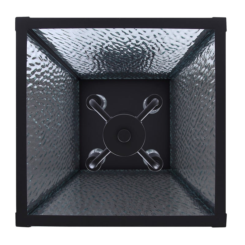Canarm Shana 30in 4-Light Outdoor Wall Lantern | Modern Matte Black and Watermark Glass | Entryway & Patio | 14.25 x 12 x 30 in | Model IOL706BK