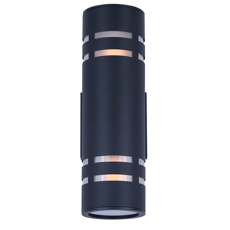 Canarm Braxton 4.25in 2-Light Outdoor Lantern | Black Metal and Frosted Glass | Covered Patio & Entryway | 6 x 4.25 x 13 in | Model IOL710BK