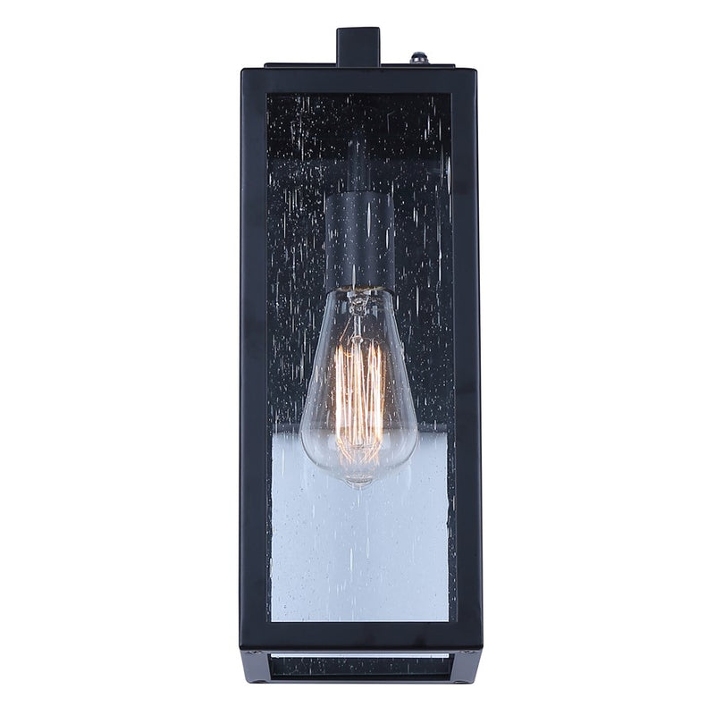 Canarm Alaina 14.88in 1-Light Outdoor Lantern | Classic Black and Seeded Glass | Patio, Porch & Entryway | 7.88 x 5.12 x 14.88 in | Model IOL711BK