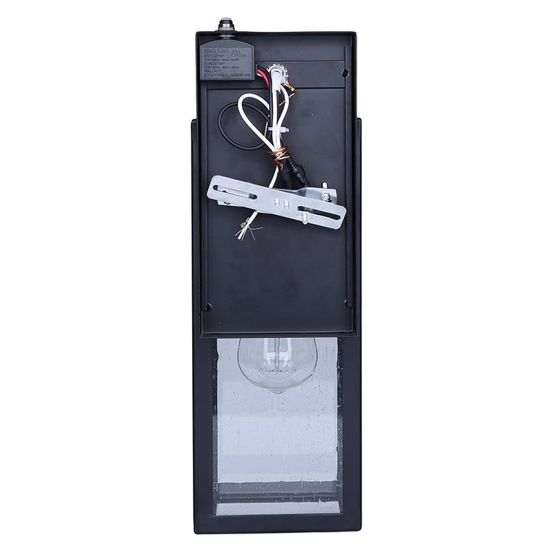 Canarm Alaina 14.88in 1-Light Outdoor Lantern | Classic Black and Seeded Glass | Patio, Porch & Entryway | 7.88 x 5.12 x 14.88 in | Model IOL711BK