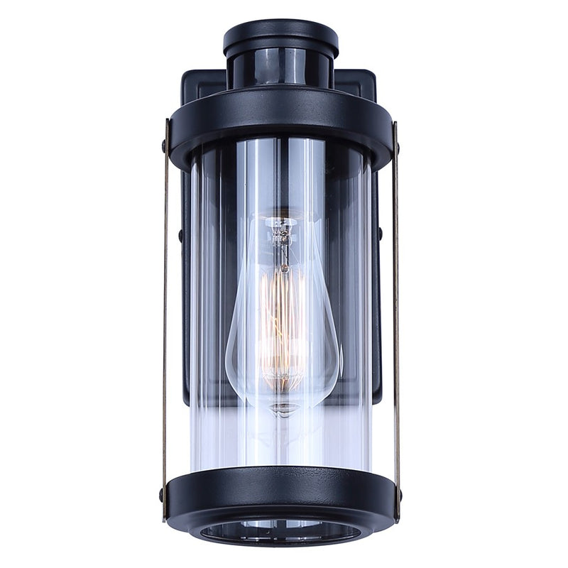 Canarm Maddox 11.25in 1-Light Outdoor Lantern | Rustic Black and Clear Glass | Entryway, Patio & Walkway | 6.5 x 5.25 x 11.25 in | Model IOL713BK