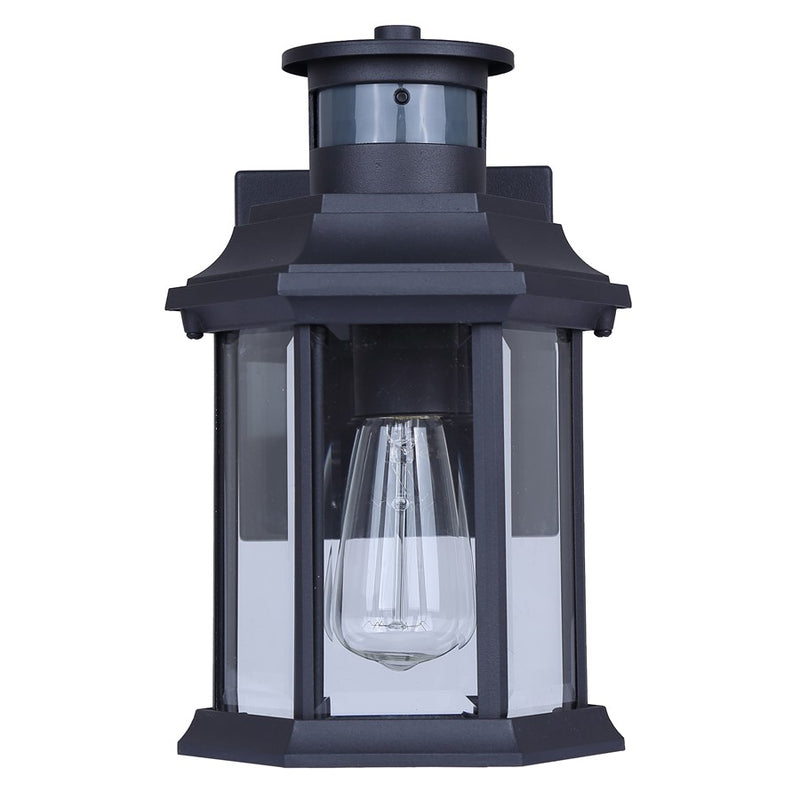 Canarm Kersley 10in 1-Light Outdoor Lantern | Classic Black and Clear Beveled Glass | Entryway, Patio & Garage | 7 x 6.25 x 10 in | Model IOL714BK