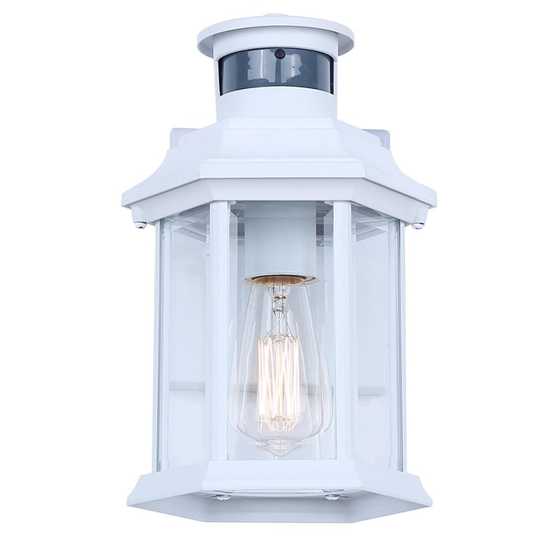 Canarm Kersley 10in 1-Light Outdoor Lantern | Classic White and Clear Beveled Glass | Entryway, Patio & Garage | 7 x 6.25 x 10 in | Model IOL714WH