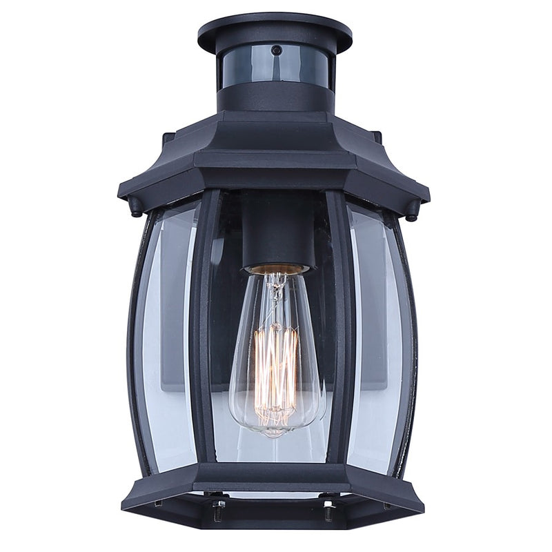 Canarm Buckly 10in 1-Light Outdoor Lantern | Traditional Black Metal and Clear Beveled Glass | Entryway & Patio | 7 x 6.25 x 10.25 in | Model IOL715BK