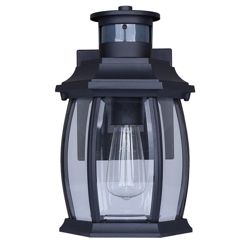 Canarm Buckly 10in 1-Light Outdoor Lantern | Traditional Black Metal and Clear Beveled Glass | Entryway & Patio | 7 x 6.25 x 10.25 in | Model IOL715BK