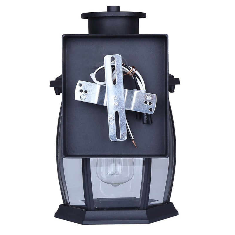 Canarm Buckly 10in 1-Light Outdoor Lantern | Traditional Black Metal and Clear Beveled Glass | Entryway & Patio | 7 x 6.25 x 10.25 in | Model IOL715BK