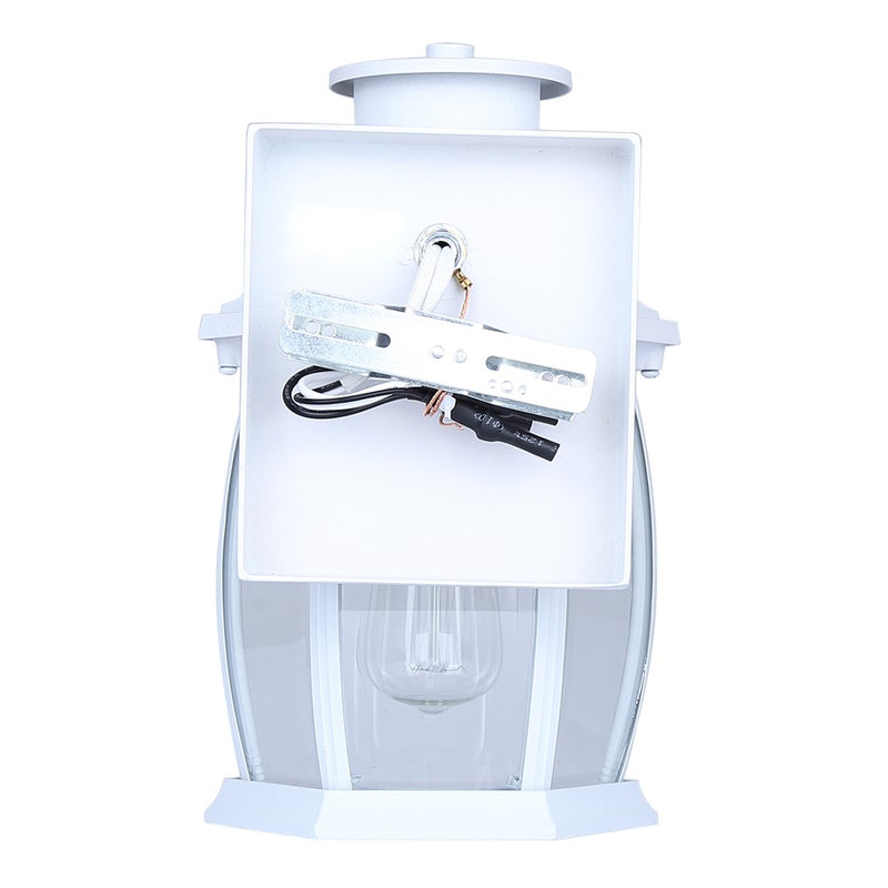 Canarm Buckly 10in 1-Light Outdoor Lantern | Traditional White Metal and Clear Beveled Glass | Entryway & Patio | 7 x 6.25 x 10.25 in | Model IOL715WH