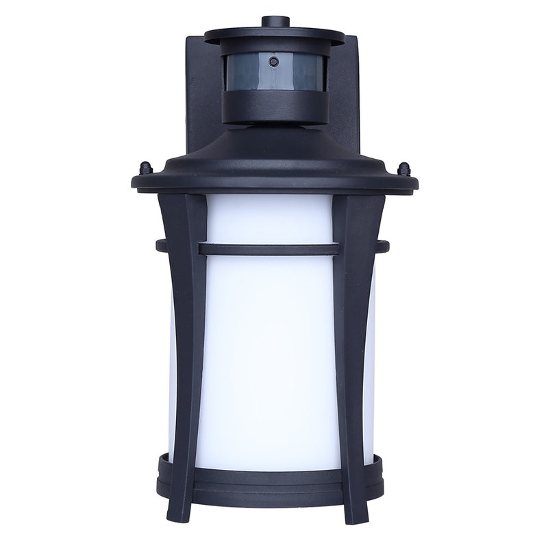 Canarm Casper 11in 1-Light Outdoor Lantern | Modern Black Metal and Flat Opal Glass | Entryway & Patio | 8 x 6.75 x 11.25 in | Model IOL716BK