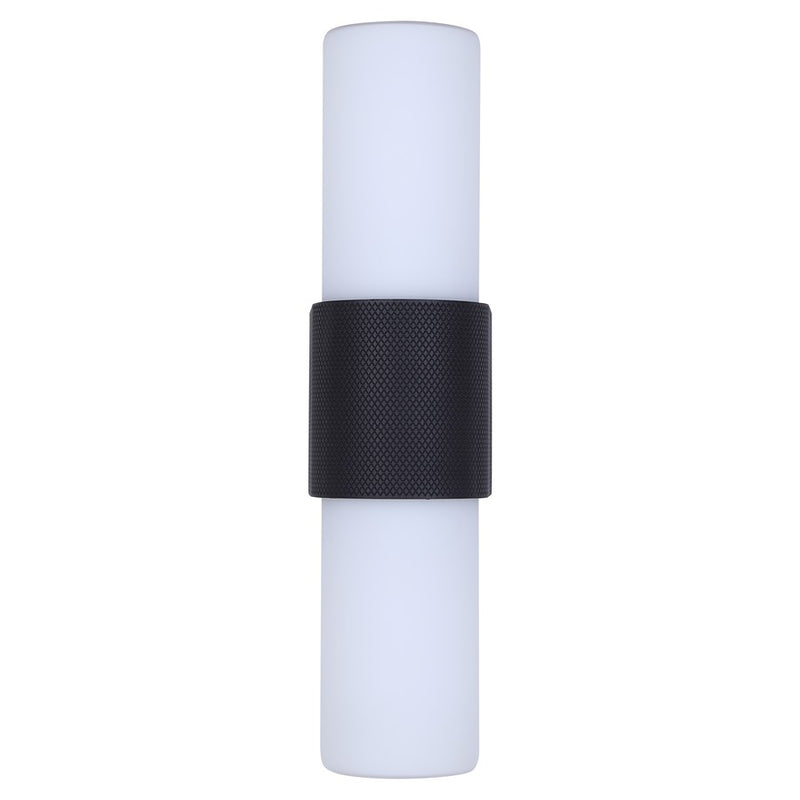 Canarm June 4.37in 2-Light Outdoor Lantern | Modern Black Steel and Opal Glass | Patio & Entryway Up-Down Light | Model IOL728BK