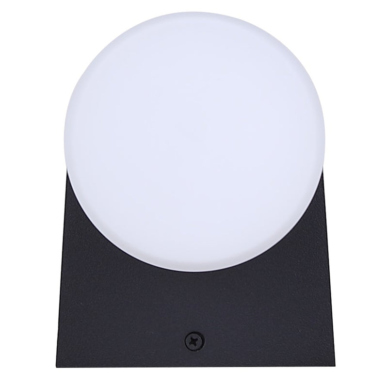 Canarm June 4.37in 2-Light Outdoor Lantern | Modern Black Steel and Opal Glass | Patio & Entryway Up-Down Light | Model IOL728BK