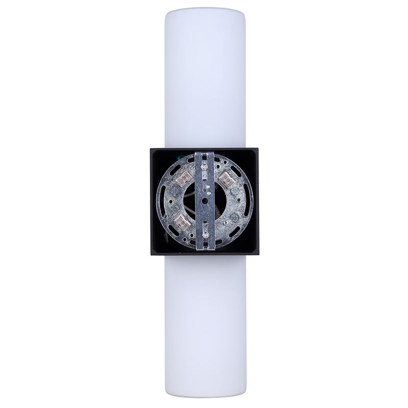 Canarm June 4.37in 2-Light Outdoor Lantern | Modern Black Steel and Opal Glass | Patio & Entryway Up-Down Light | Model IOL728BK