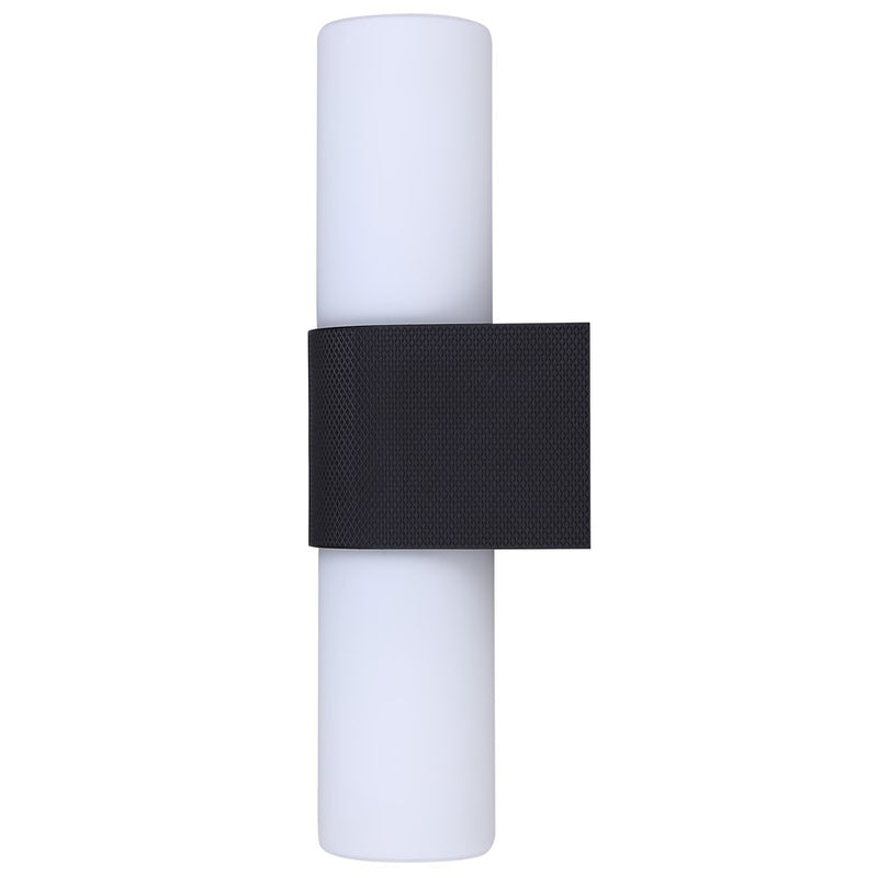 Canarm June 4.37in 2-Light Outdoor Lantern | Modern Black Steel and Opal Glass | Patio & Entryway Up-Down Light | Model IOL728BK