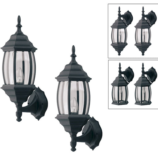 Canarm Outdoor 1-Light Uplight | Modern Black and Clear Beveled Glass | Entryway & Patio Wall Sconce | 7 x 8 x 17 in | Model IOL73T10