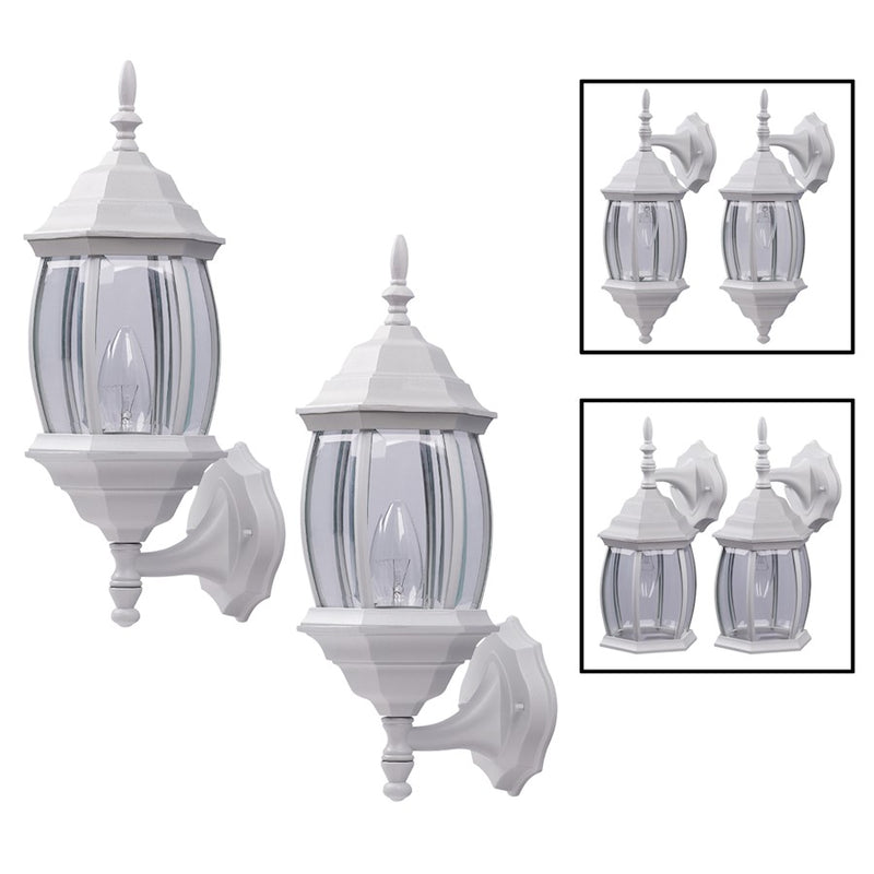 Canarm Outdoor 1-Light Uplight | Modern White and Clear Beveled Glass | Entryway & Patio Wall Sconce | 7 x 8 x 17 in | Model IOL73T11