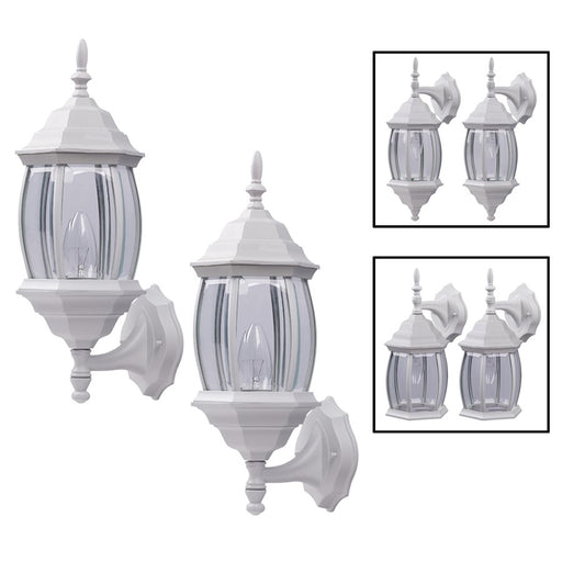 Canarm Outdoor 1-Light Uplight | Modern White and Clear Beveled Glass | Entryway & Patio Wall Sconce | 7 x 8 x 17 in | Model IOL73T11