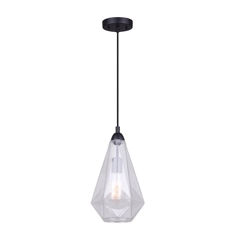 Canarm Dune 16in 1-Light Pendant | Minimalist Black Metal | Kitchen Island & Dining Room | 8 x 8 x 16 in | Model IPL1006A01BK