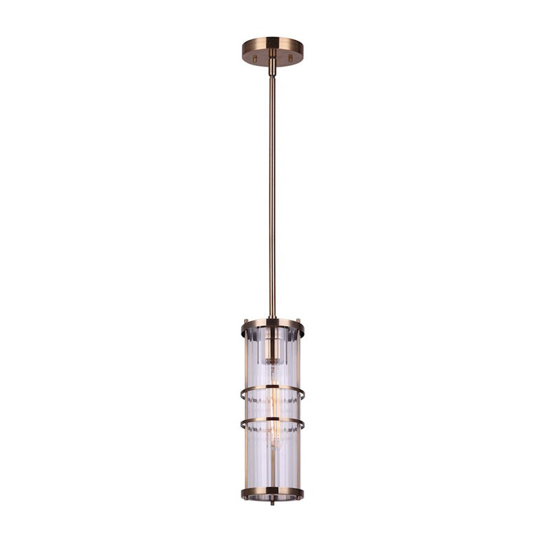 Canarm Lynah 5in 1-Light Pendant | Modern Gold Metal | Kitchen Island & Dining Room | 5 x 5 x 14 in | Model IPL1018A01GD