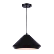 Canarm Byck 16in 1-Light Pendant | Mid-Century Matte Black Metal | Kitchen Island & Entryway | 16 x 10 in | Model IPL1020A16BK